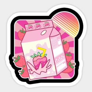 Funny Retro 90s Japanese Kawaii Strawberry Milk Shake Carton Sticker